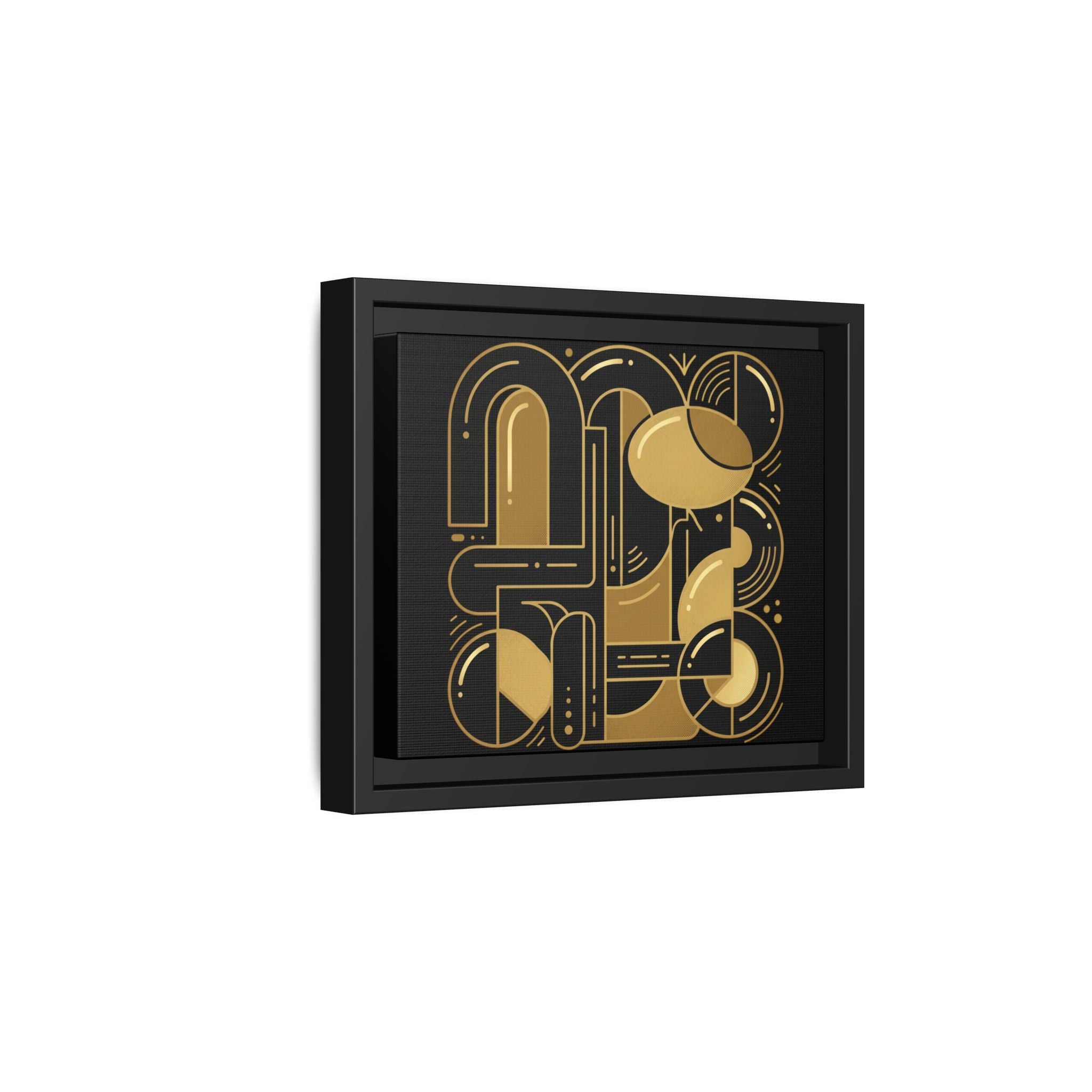 Gold Geometric Art Print — Framed Matte Canvas