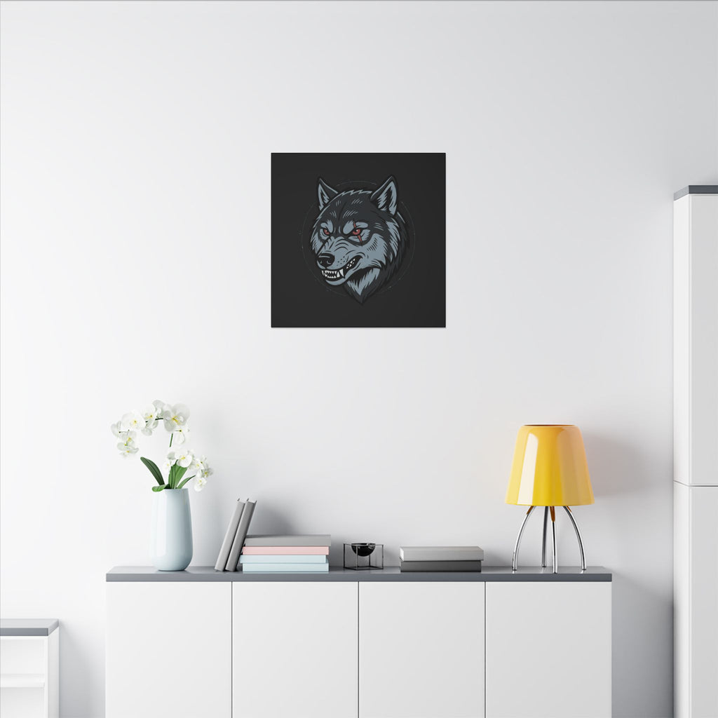 Wolf Head Canvas Wall Art — Fierce Gray Wolf Portrait Matte Stretched
