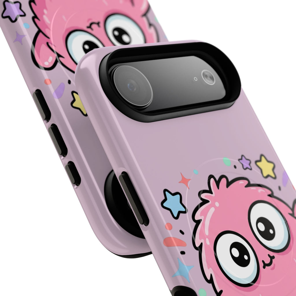 Cute Pink Fuzzy Monster Tough Magnetic Phone Case — Cute Kawaii Protective iPhone Cover