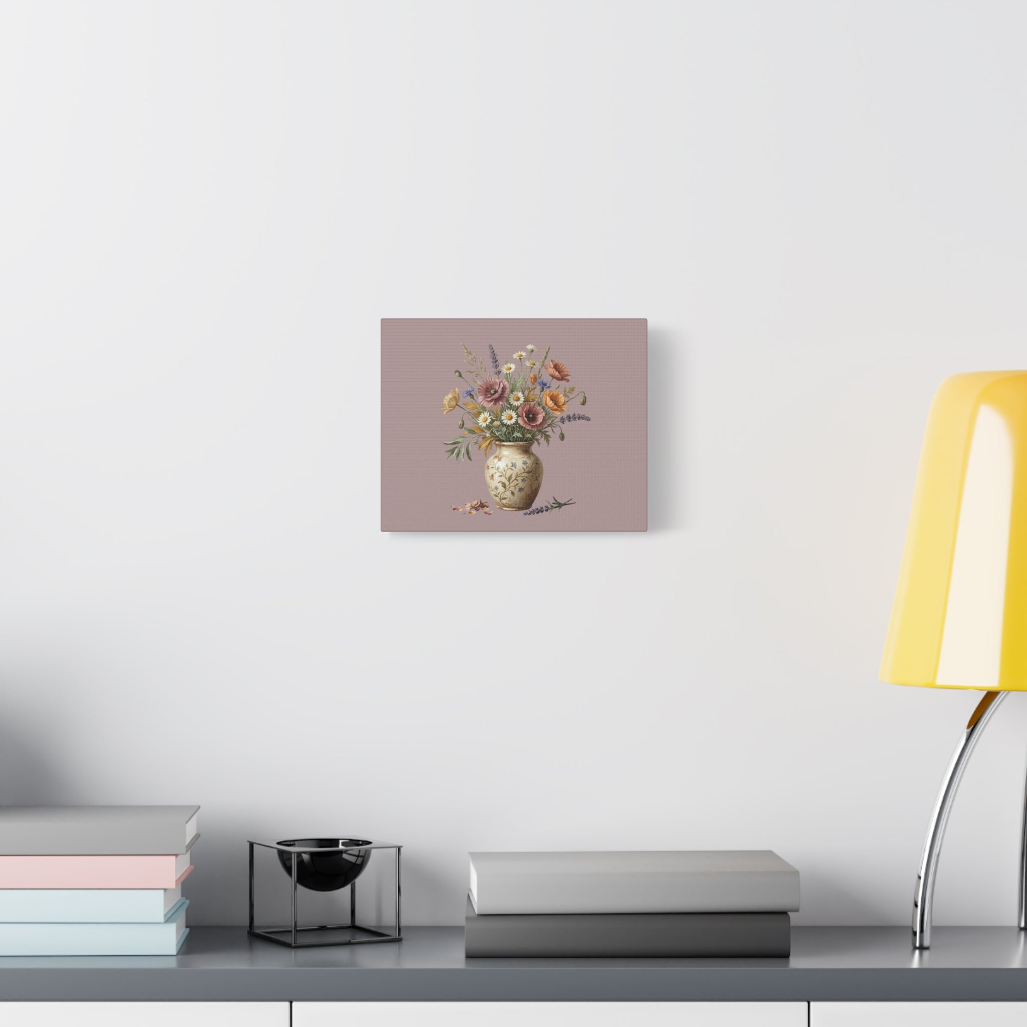 Botanical Vase Floral Canvas Print — Vintage Wildflower Wall Art