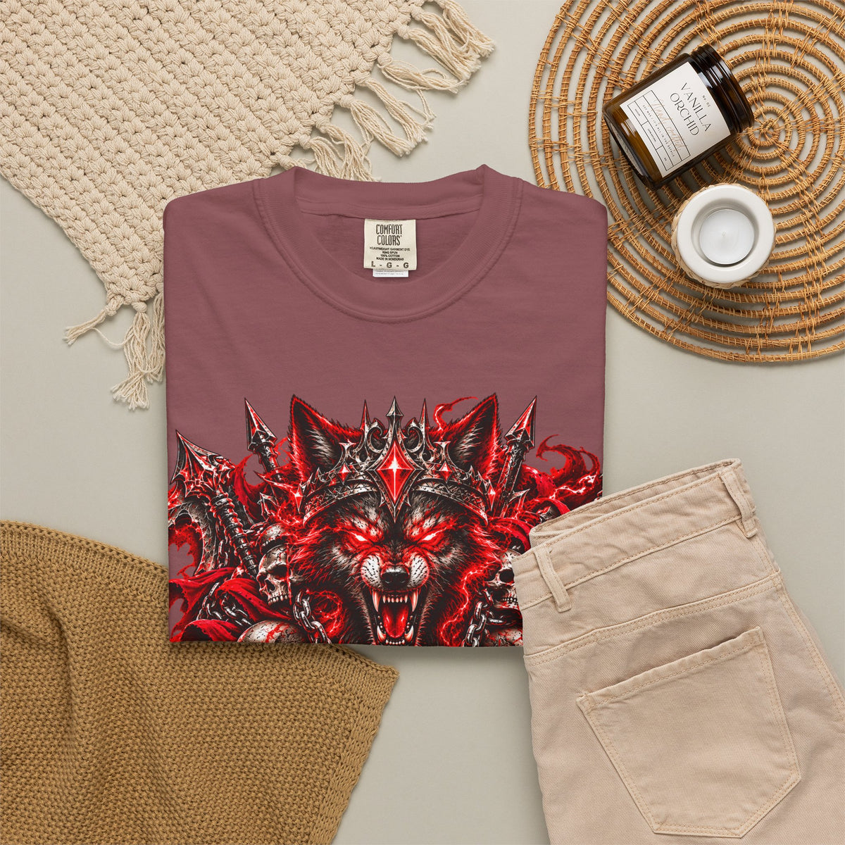 Wolf Skull T-Shirt — Red Gothic Horror Graphic Tee