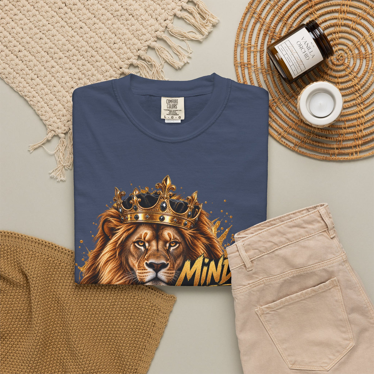 Lion Crown T-Shirt — "Mindset Builds Everything" Motivational Tee