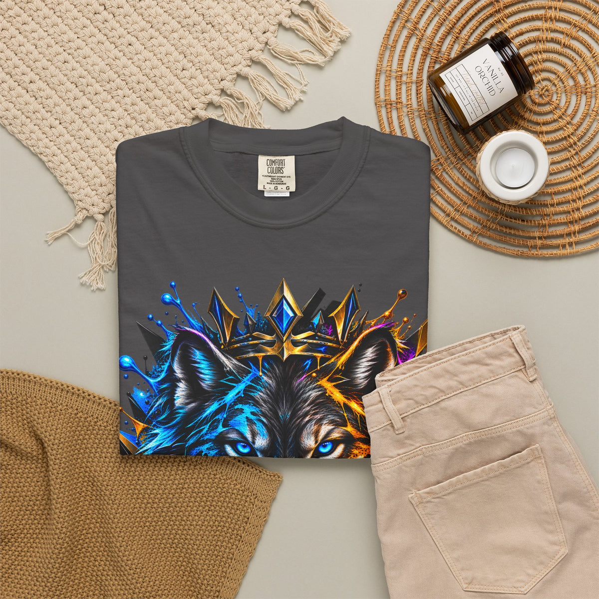 Wolf Head Graphic T-Shirt — Colorful Splash Art Tee
