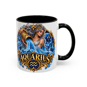 Aquarius Zodiac Coffee Mug — Illustrated Water Bearer Astrology Gift (11/15oz)