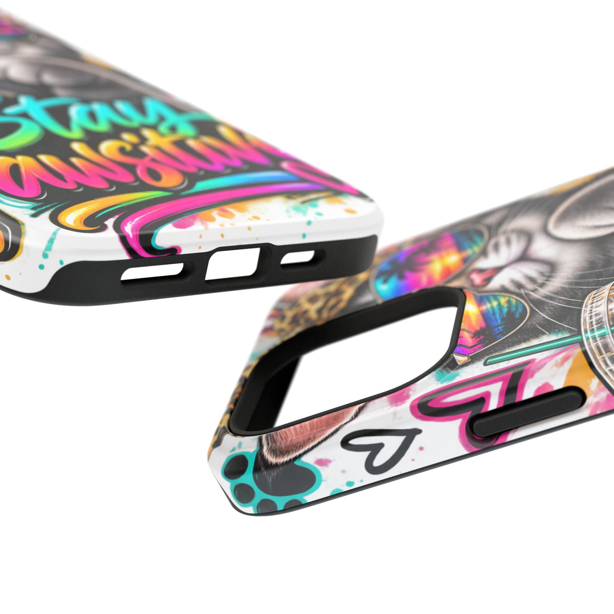 Phone Case — "Stay Pawsitive" Cat Impact-Resistant Case