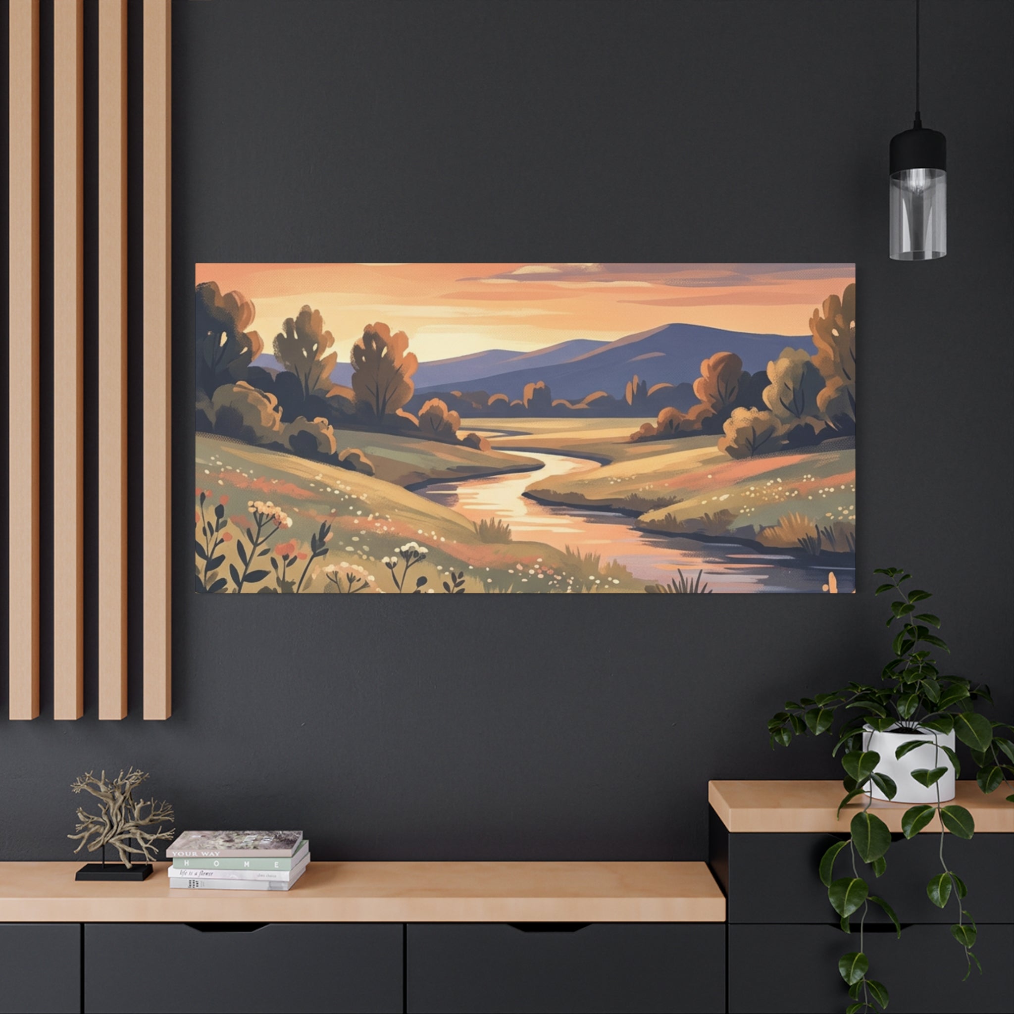 Sunset Meadow Canvas Wall Art
