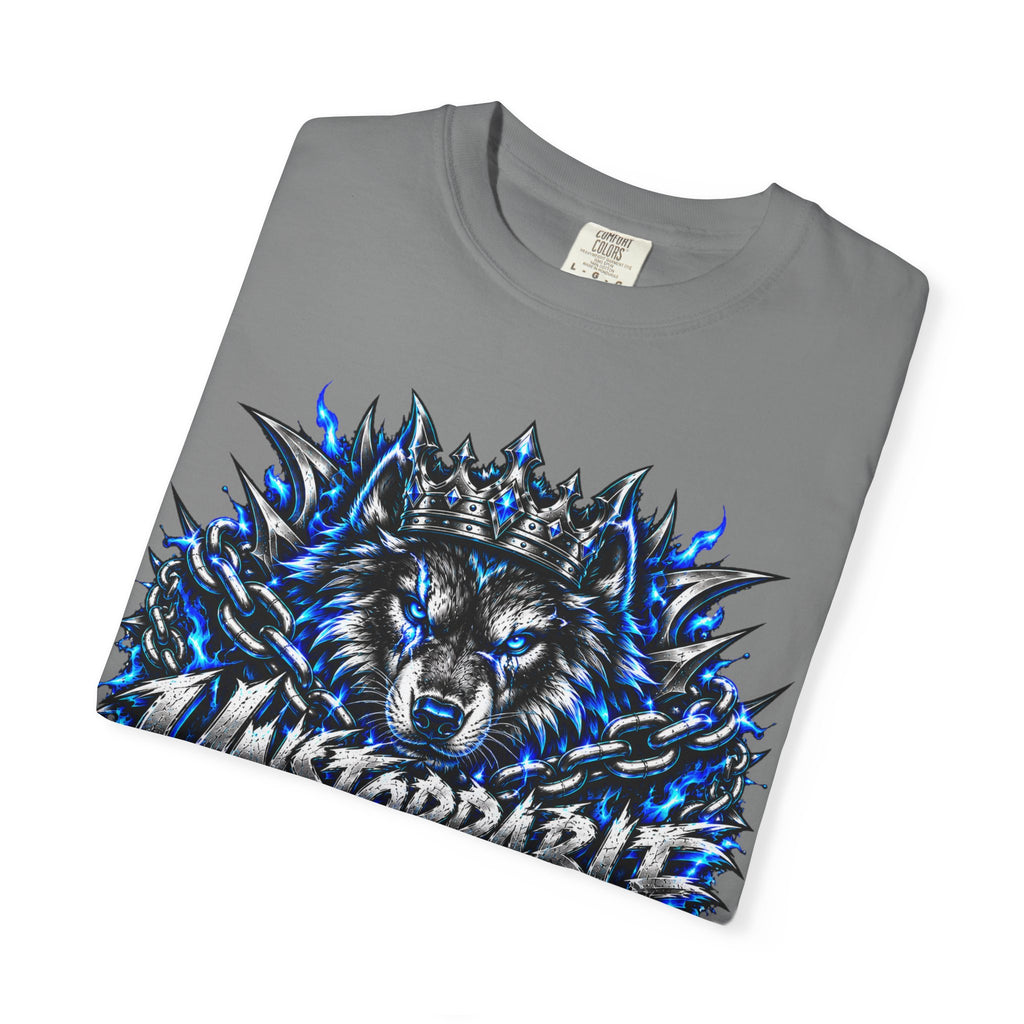 Wolf 'Unstoppable' Graphic Tee — Bold Blue Crowned Wolf Shirt