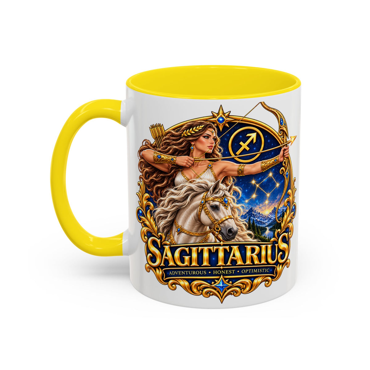 Sagittarius Accent Coffee Mug — Zodiac Archer Design (11/15oz)