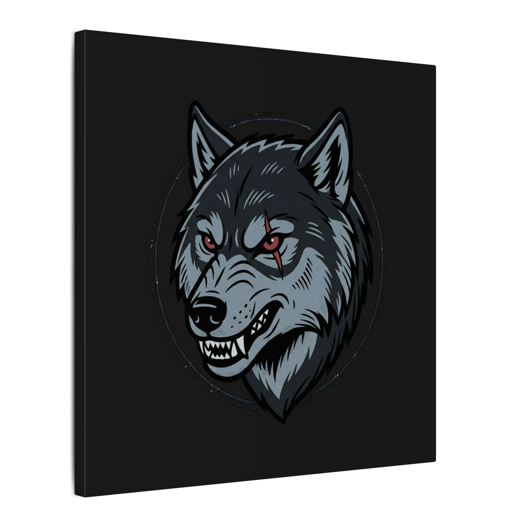 Wolf Head Canvas Wall Art — Fierce Gray Wolf Portrait Matte Stretched