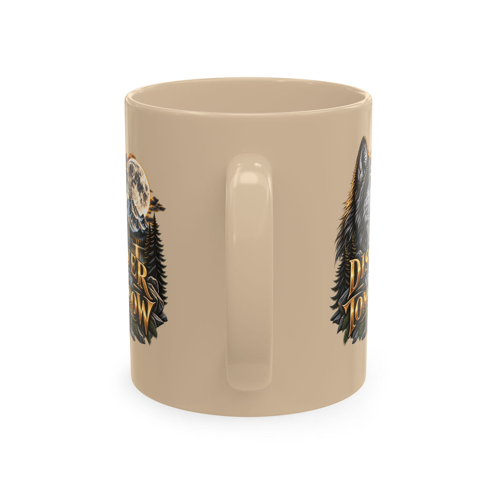 Discover Tomorrow Ceramic Mug — Howling Wolf & Moon Coffee Cup