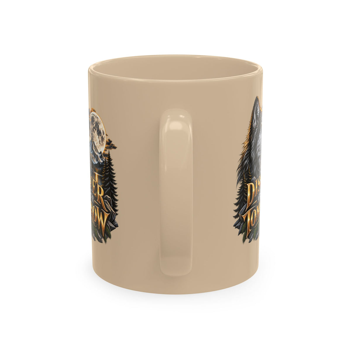 Discover Tomorrow Ceramic Mug — Howling Wolf & Moon Coffee Cup
