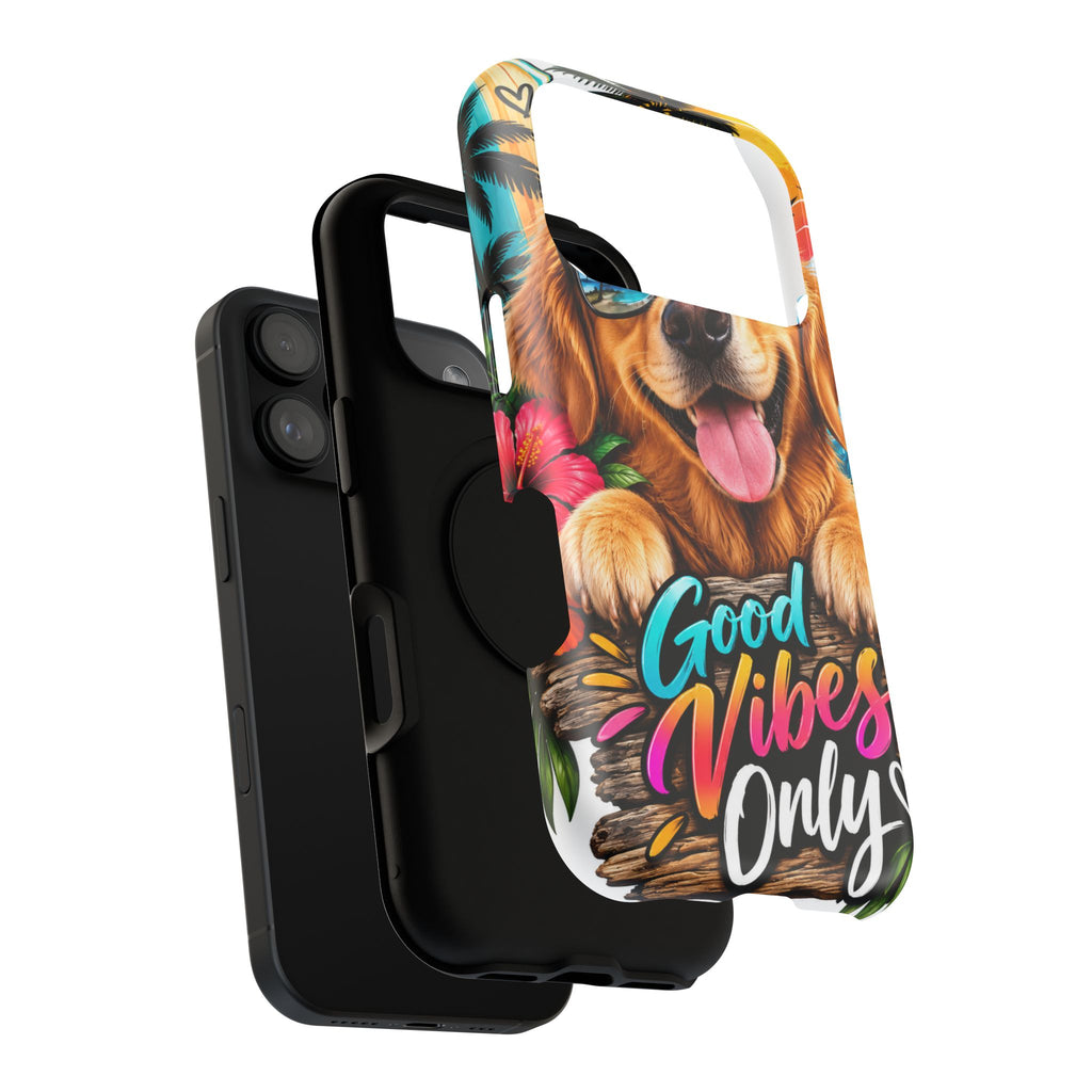Phone Case — 'Good Vibes Only' Tropical Dog Impact-Resistant Case