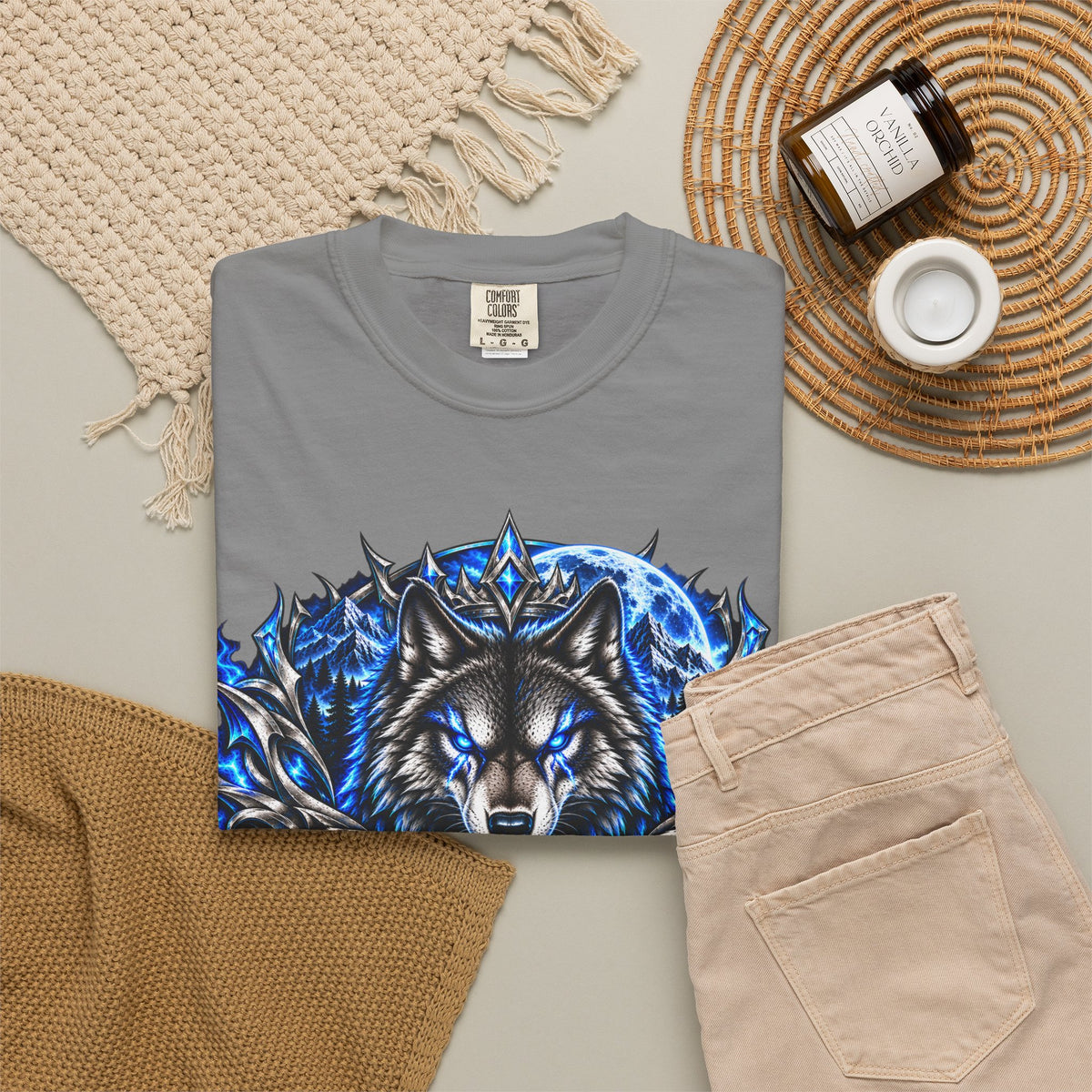 Conqueror Wolf Graphic T-Shirt — Fierce Blue Wolf Design