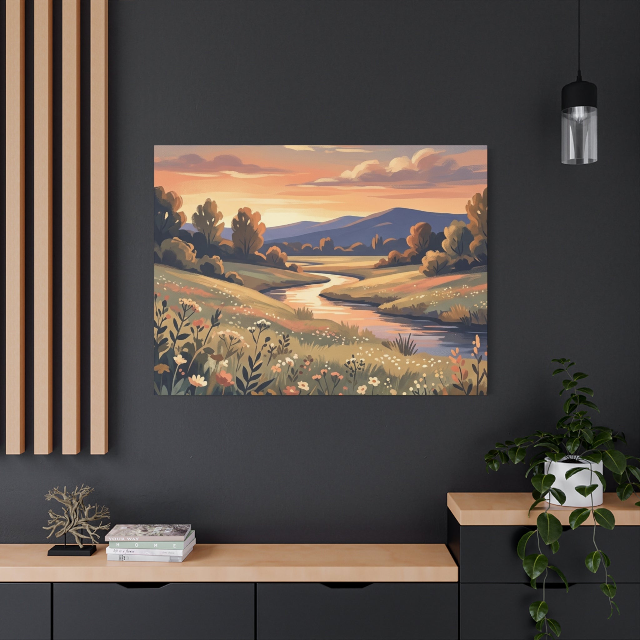 Sunset Meadow Canvas Wall Art