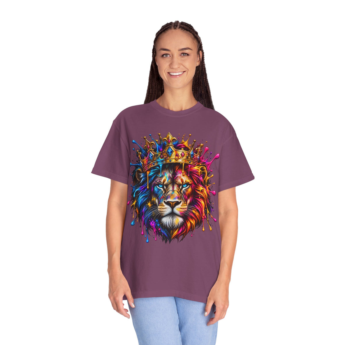 Color Splash Lion Tee — Regal Crown Graphic T-Shirt