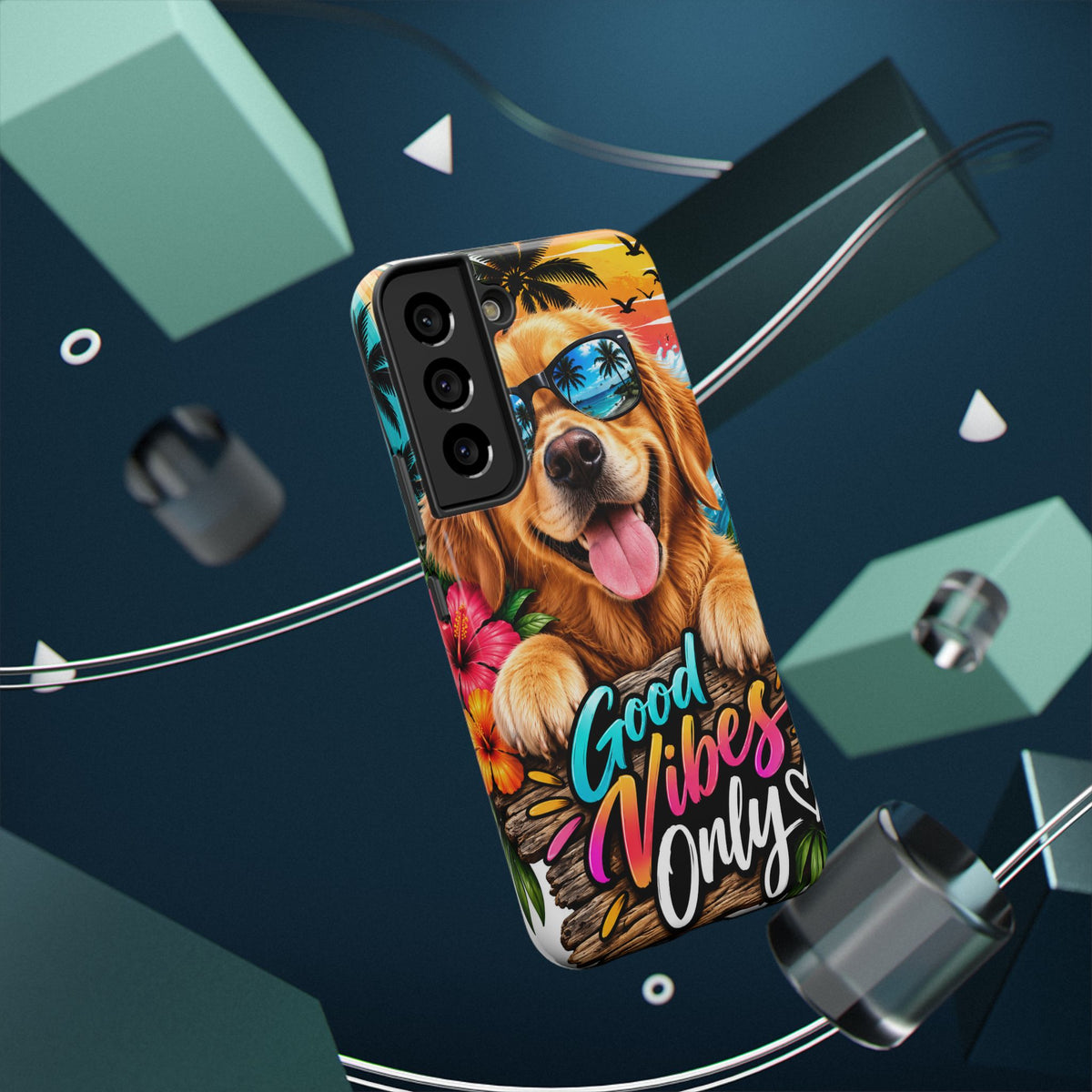 Phone Case — 'Good Vibes Only' Tropical Dog Impact-Resistant Case