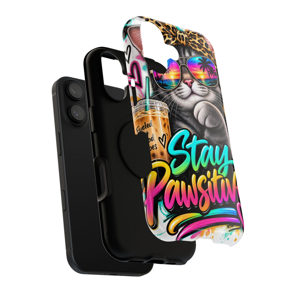 Phone Case — "Stay Pawsitive" Cat Impact-Resistant Case