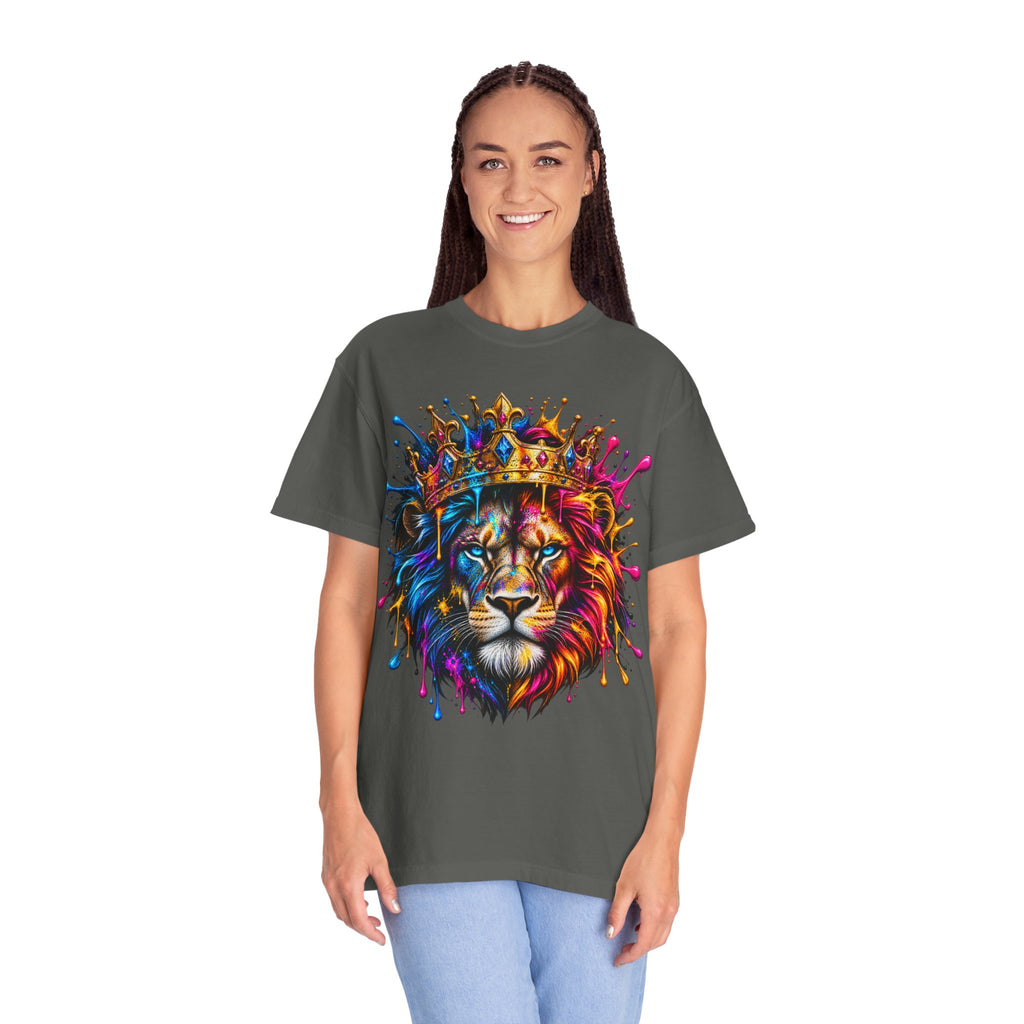 Color Splash Lion Tee — Regal Crown Graphic T-Shirt