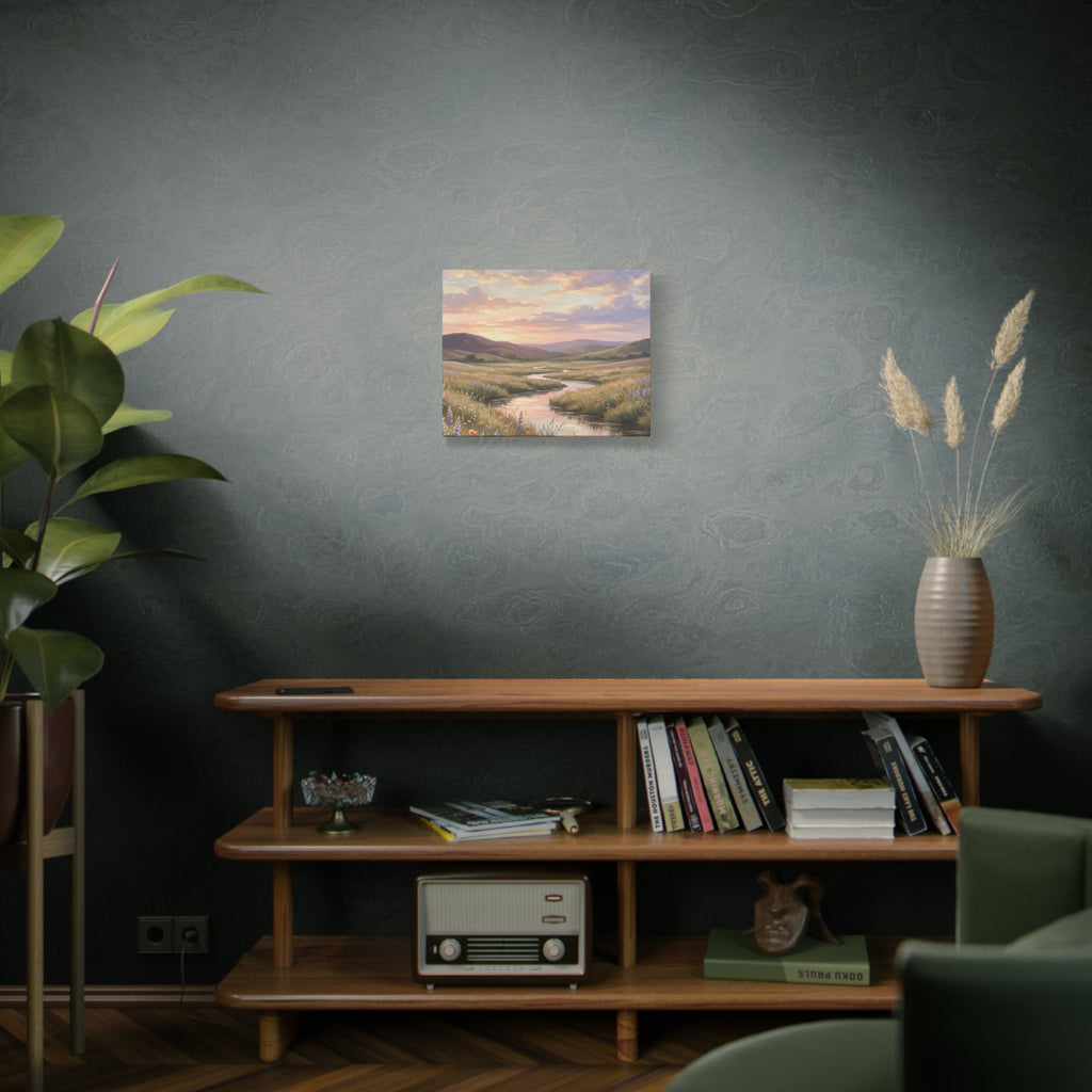 Sunset Meadow Canvas Wall Art - Stretched Matte Landscape Print