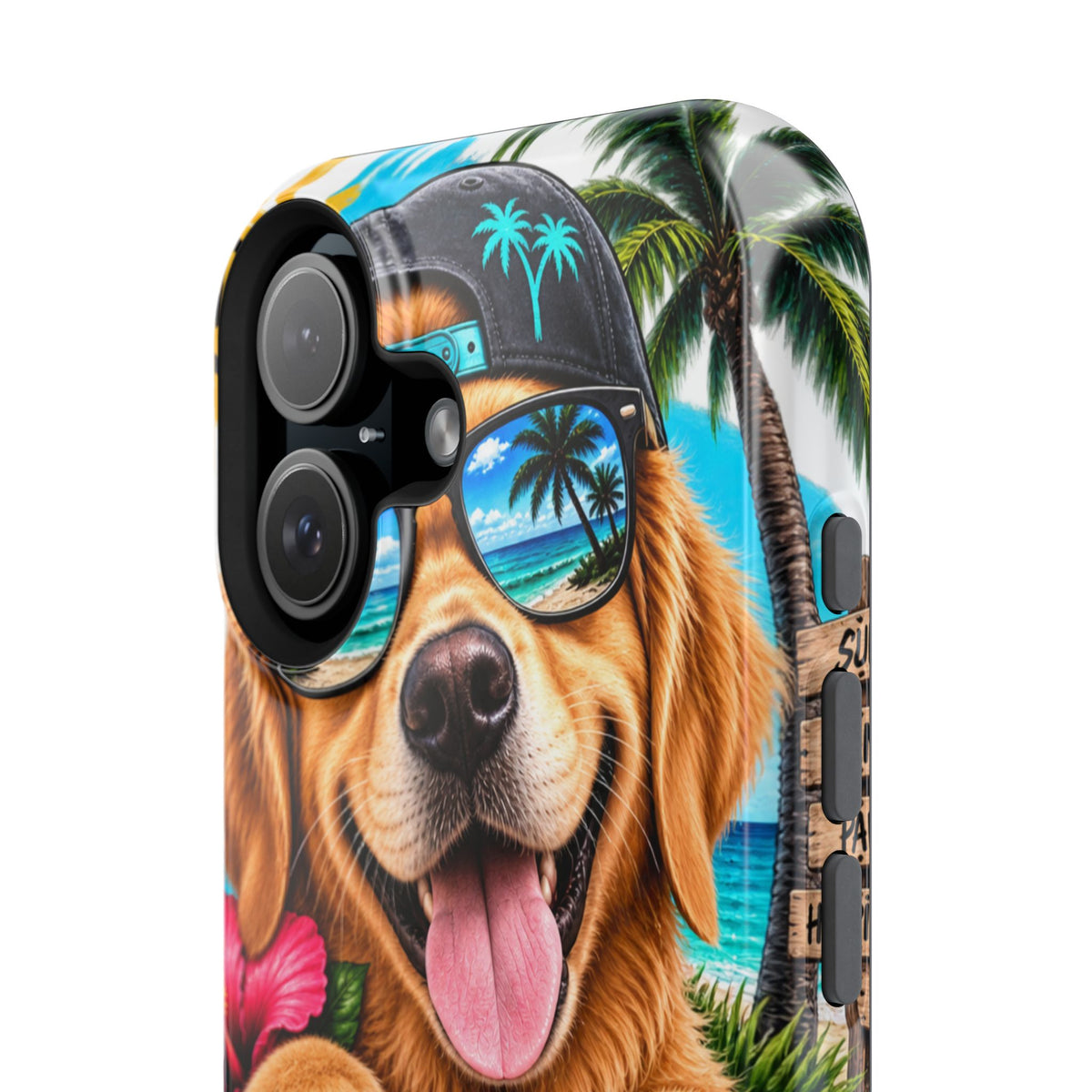 Impact-Resistant Phone Case — "Life Is Better With a Dog" Tropical Dog Design