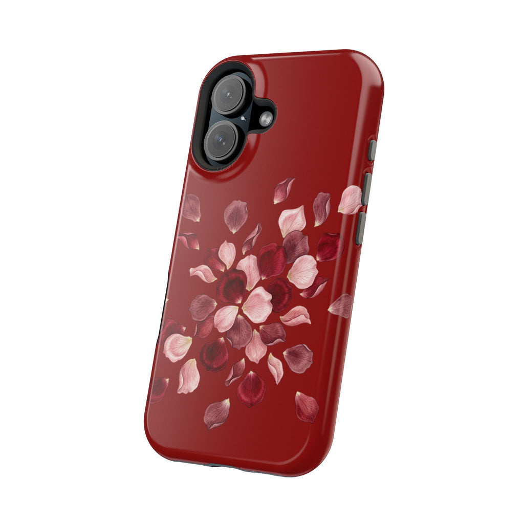 Phone Case — Red Floral Petal Magnetic Impact-Resistant Cover
