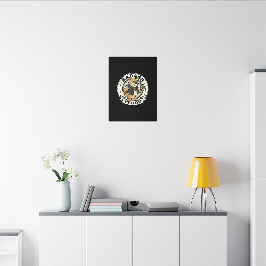 Badass Teddy Canvas Wall Art — Edgy Teddy Bear Stretched Matte Print