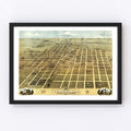 Vintage Map of Champaign, Illinois 1869