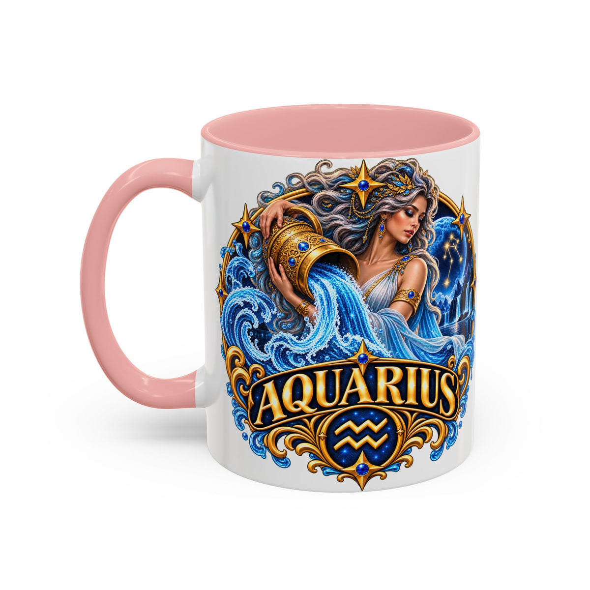 Aquarius Zodiac Coffee Mug — Illustrated Water Bearer Astrology Gift (11/15oz)