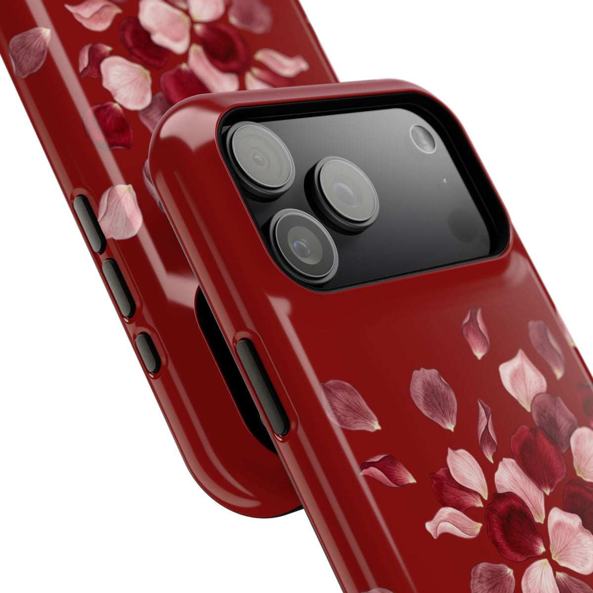 Phone Case — Red Floral Petal Magnetic Impact-Resistant Cover