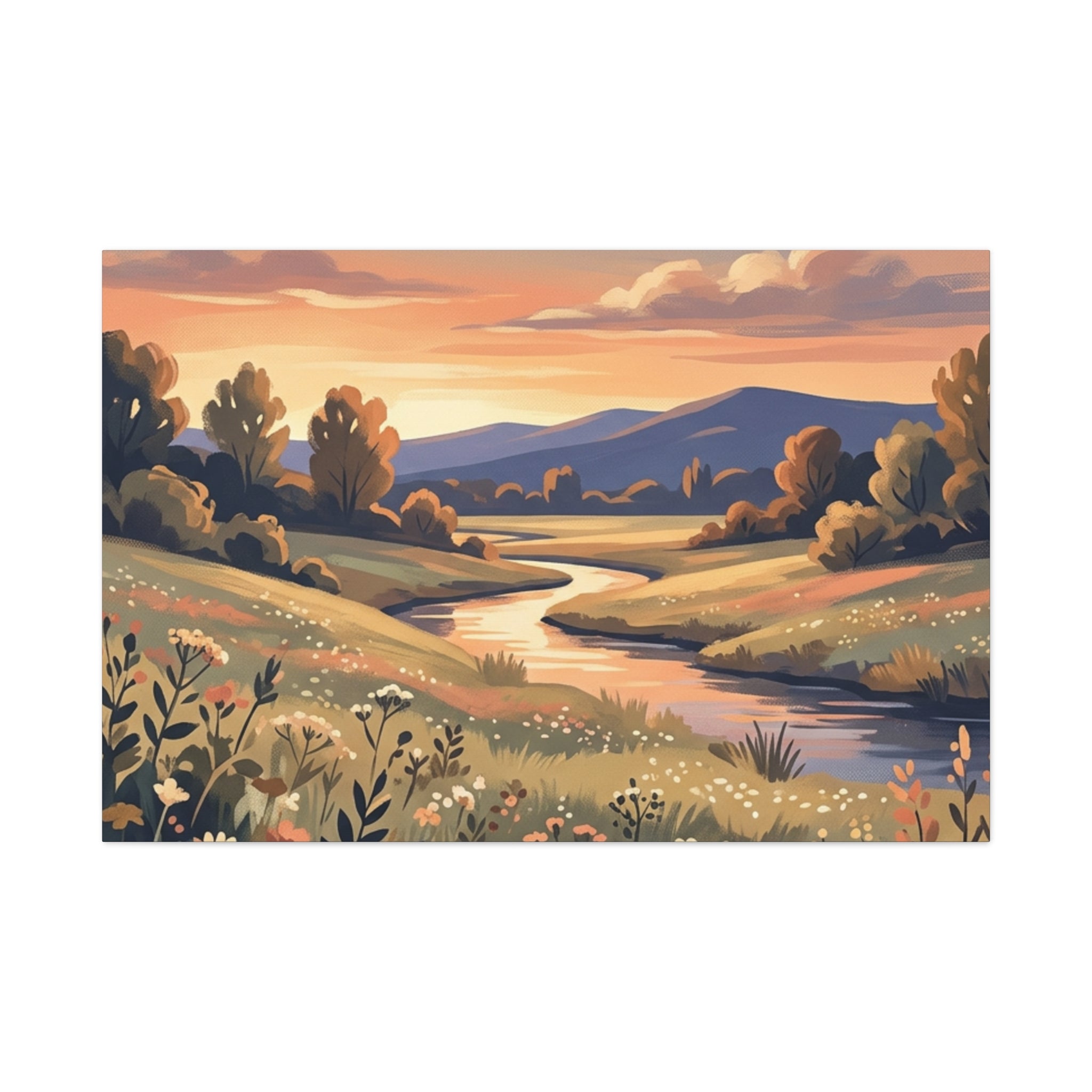 Sunset Meadow Canvas Wall Art