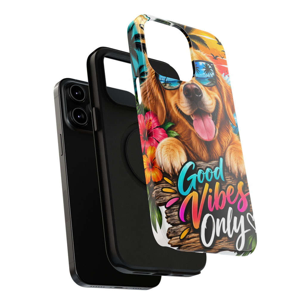 Phone Case — 'Good Vibes Only' Tropical Dog Impact-Resistant Case