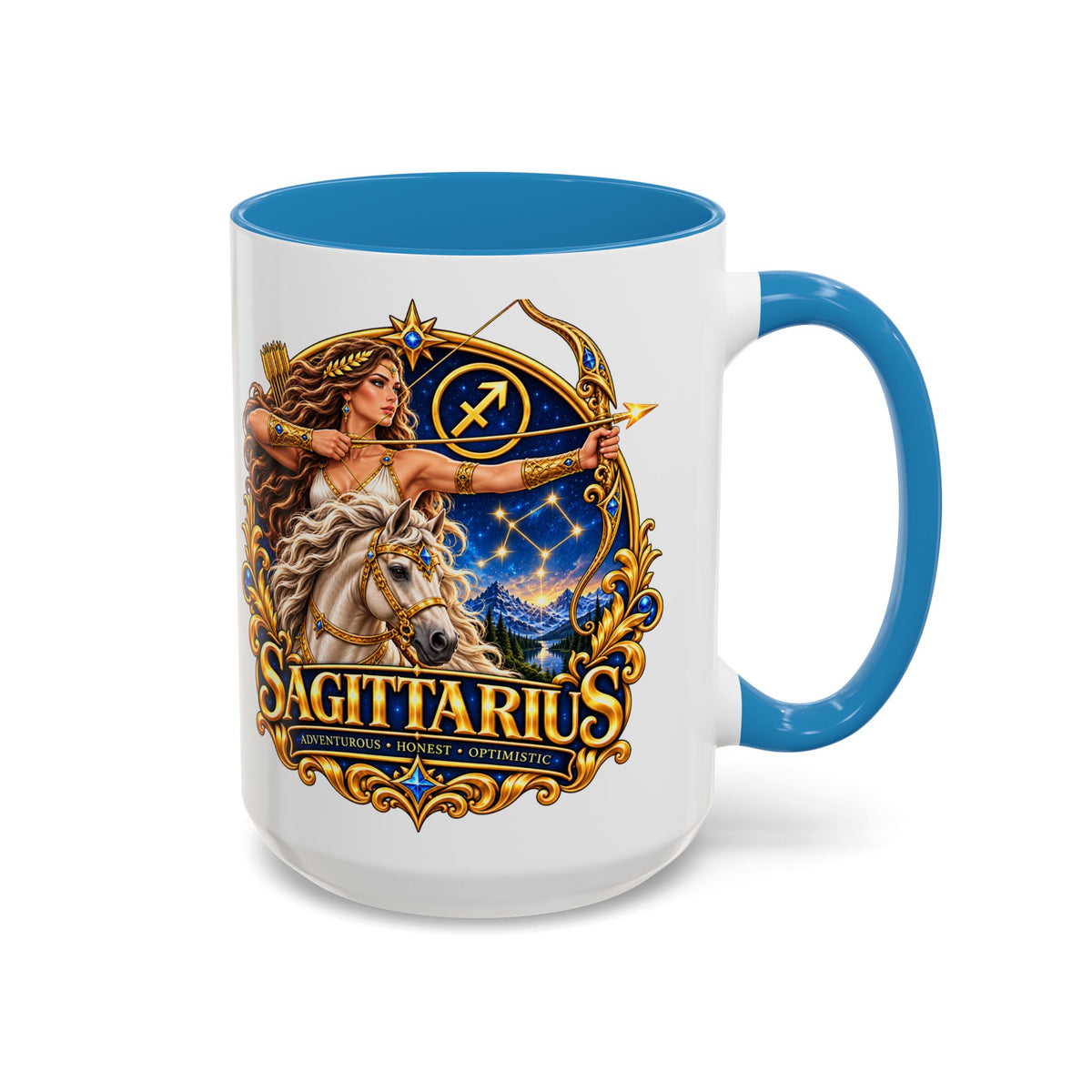 Sagittarius Accent Coffee Mug — Zodiac Archer Design (11/15oz)