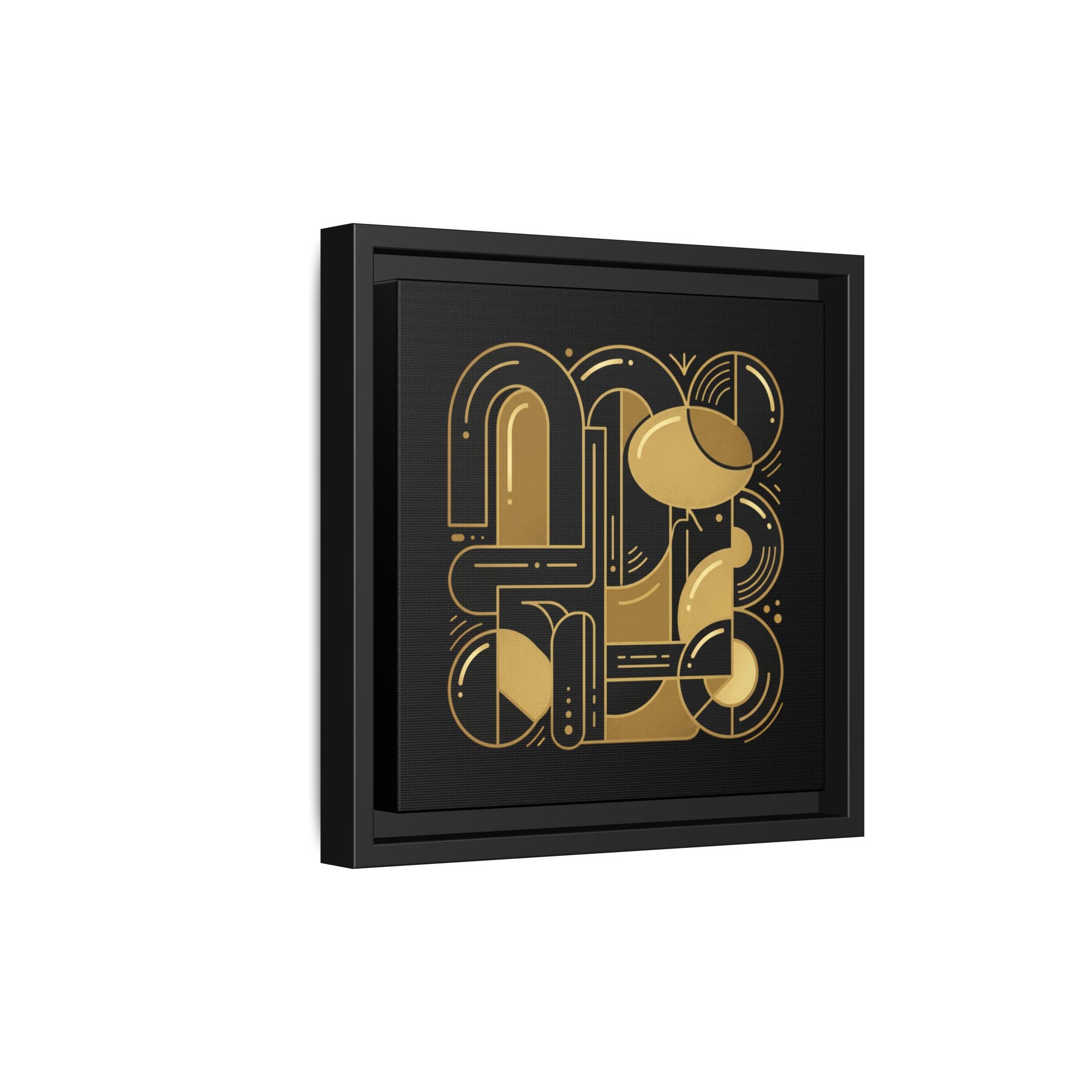 Gold Geometric Art Print — Framed Matte Canvas
