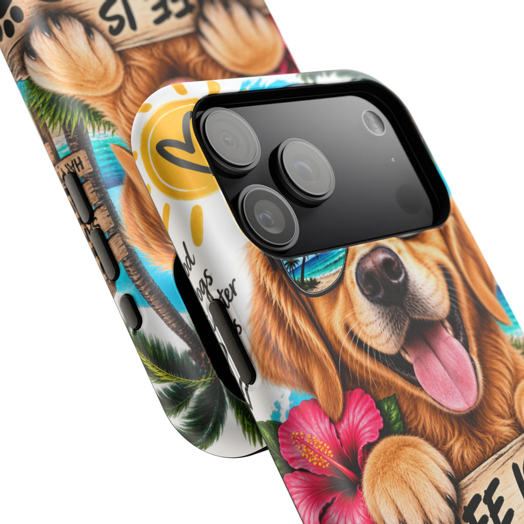 Impact-Resistant Phone Case — "Life Is Better With a Dog" Tropical Dog Design