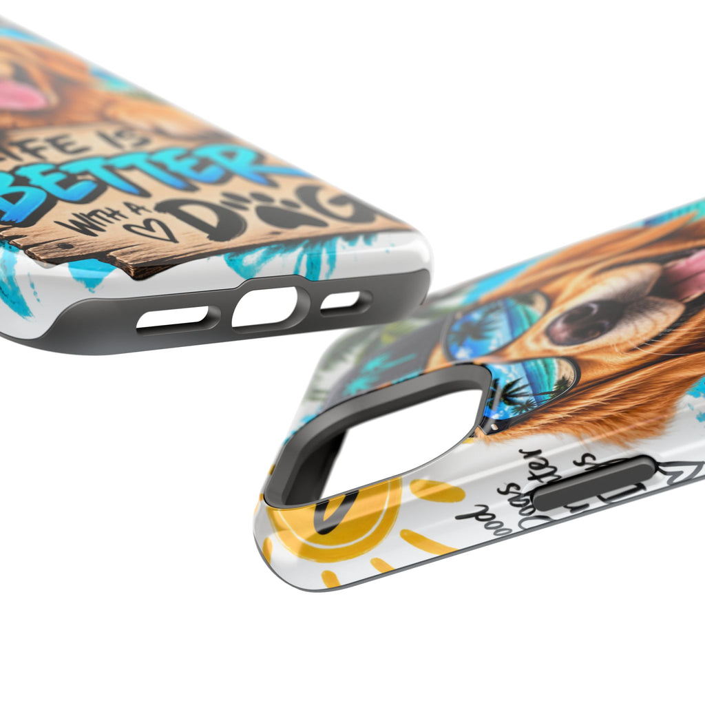 Impact-Resistant Phone Case — "Life Is Better With a Dog" Tropical Dog Design