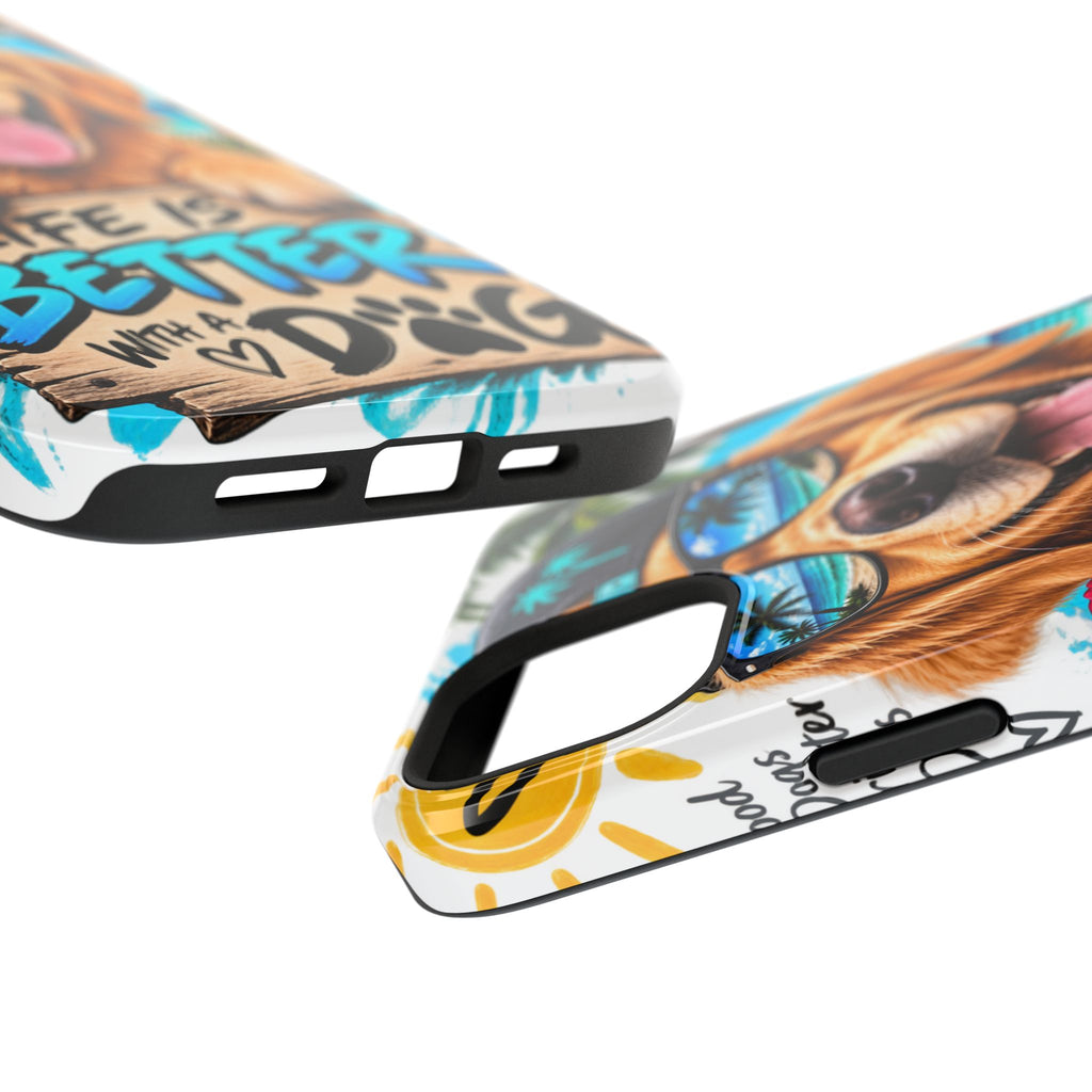 Impact-Resistant Phone Case — "Life Is Better With a Dog" Tropical Dog Design