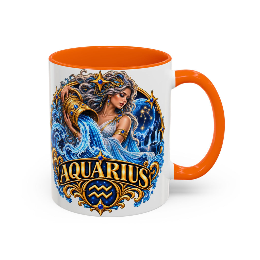 Aquarius Zodiac Coffee Mug — Illustrated Water Bearer Astrology Gift (11/15oz)