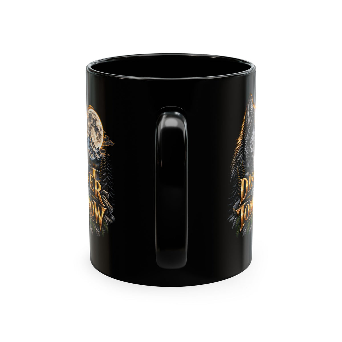 Discover Tomorrow Ceramic Mug — Howling Wolf & Moon Coffee Cup