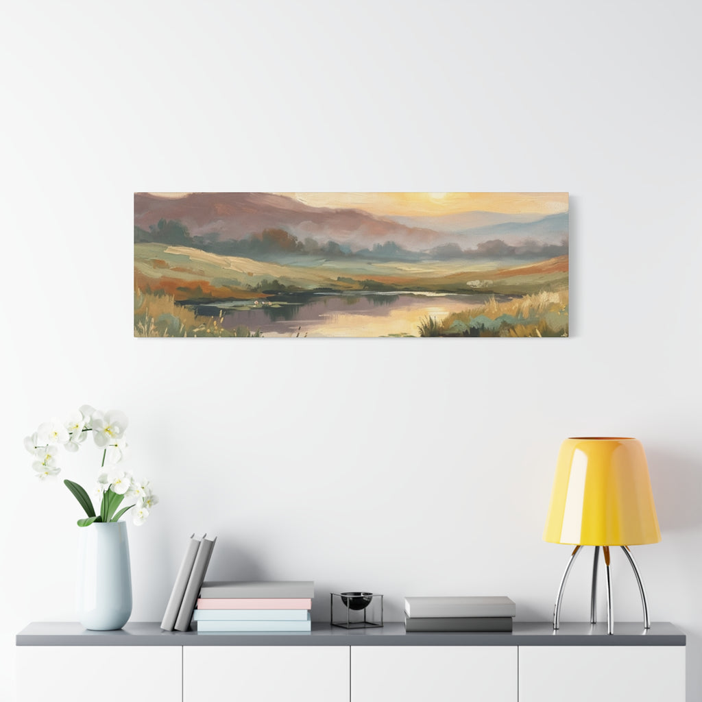 Sunset Meadow Canvas Wall Art — Stretched Matte Landscape Print