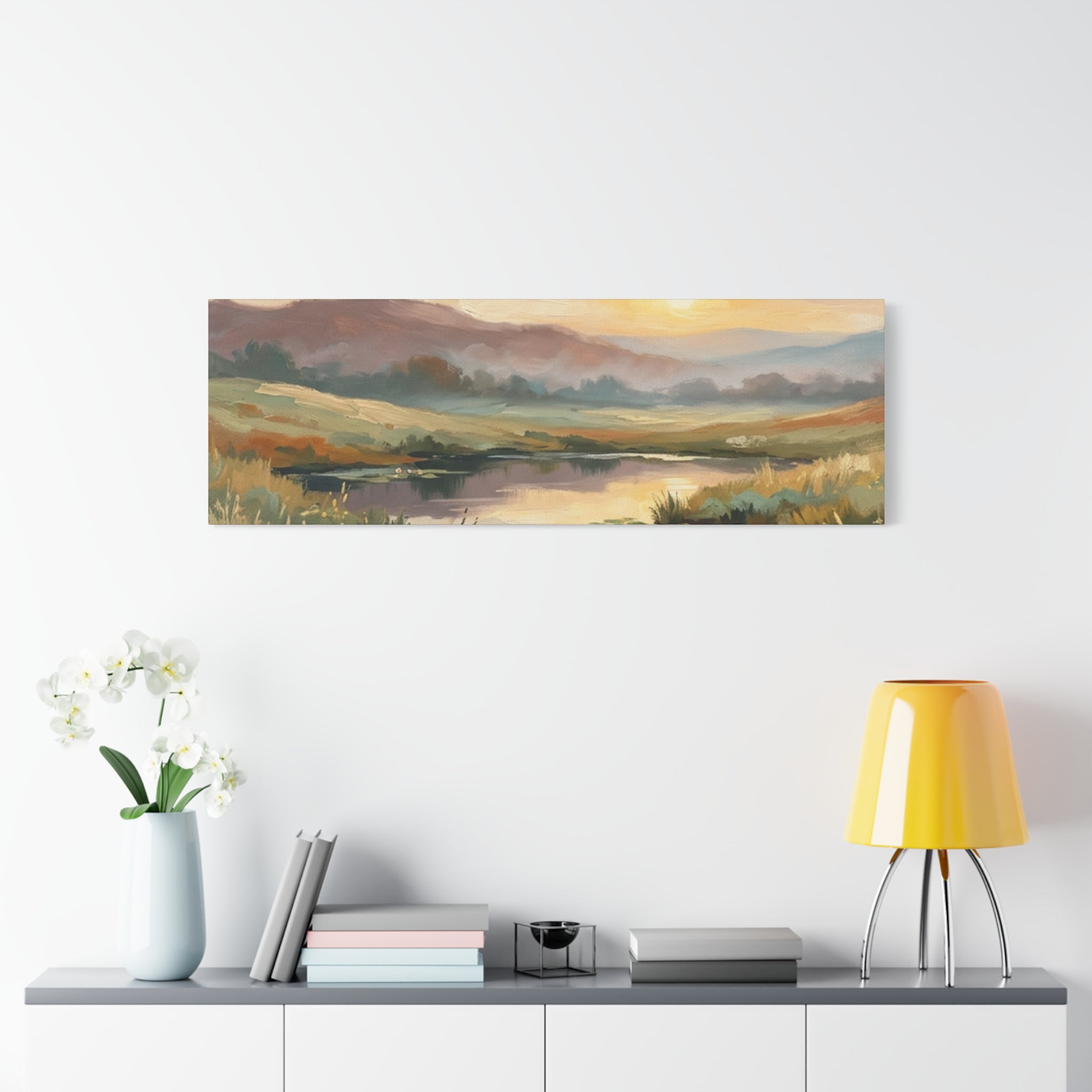Sunset Meadow Canvas Wall Art — Stretched Matte Landscape Print