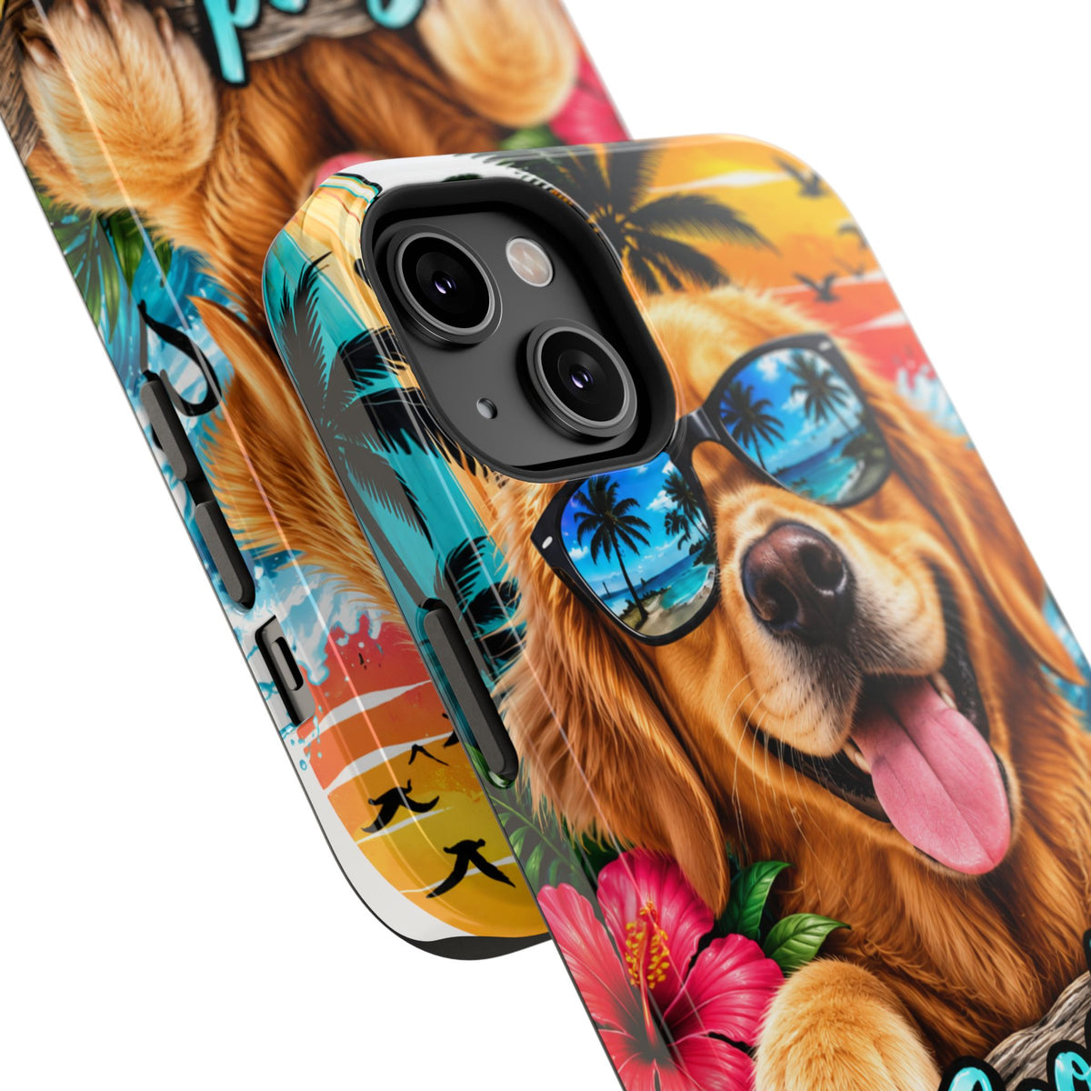 Phone Case — 'Good Vibes Only' Tropical Dog Impact-Resistant Case