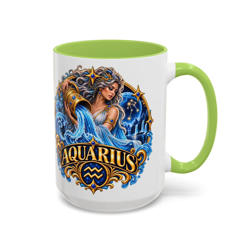 Aquarius Zodiac Coffee Mug — Illustrated Water Bearer Astrology Gift (11/15oz)