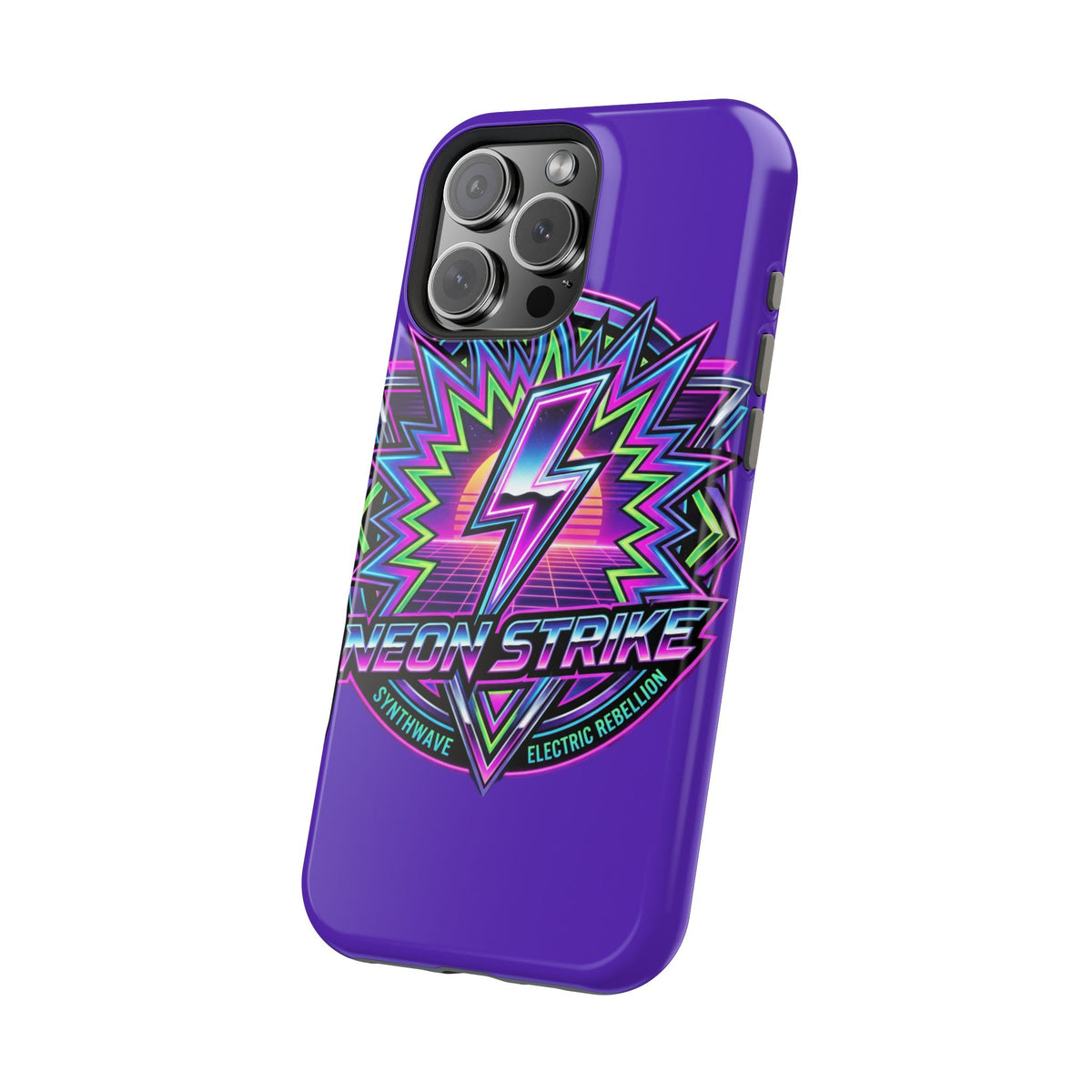 Neon Strike Phone Case — Retro 80s Lightning Magnetic Impact-Resistant Cover
