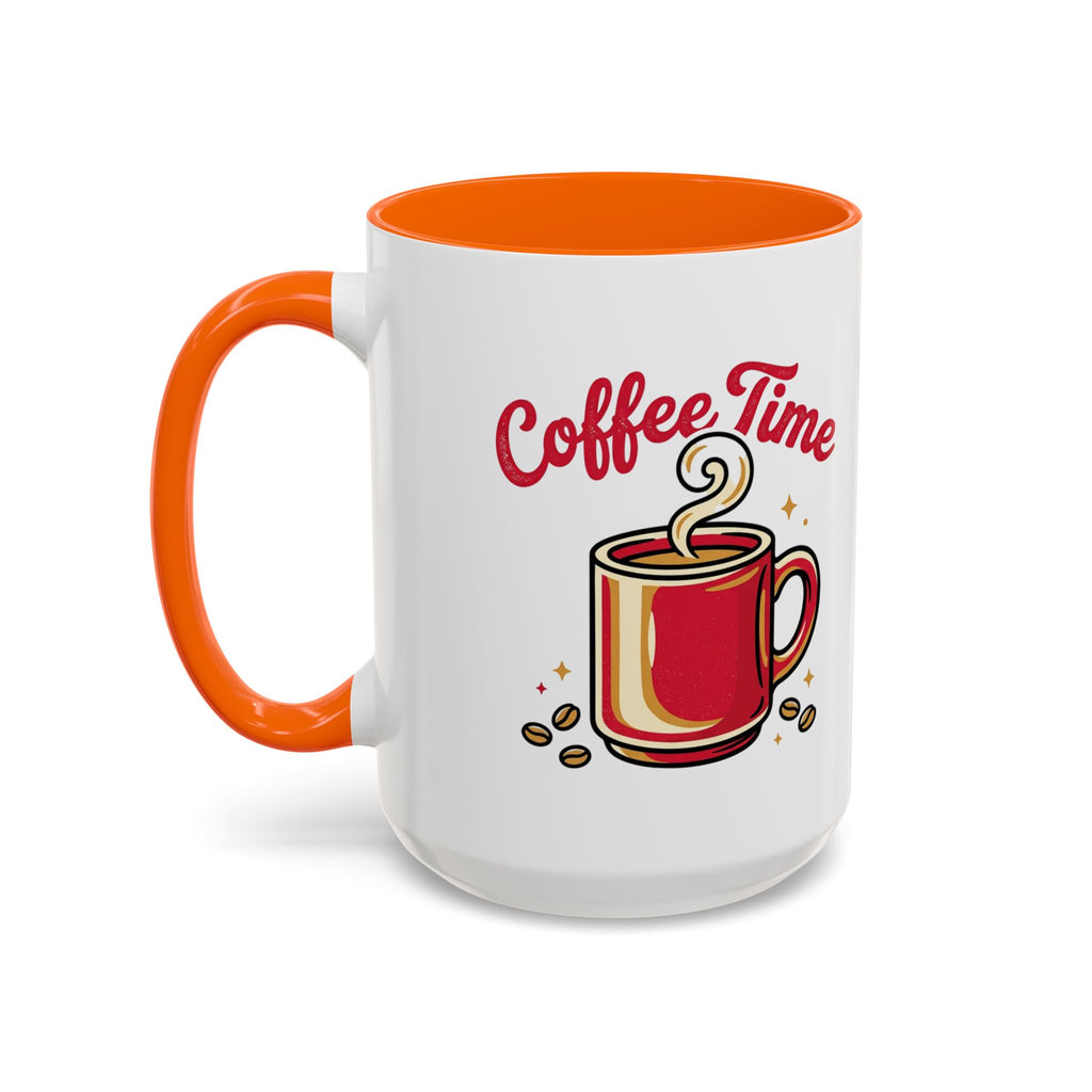 Coffee Mug - "Coffee Time" Red Accent Ceramic Mug (11/15oz)