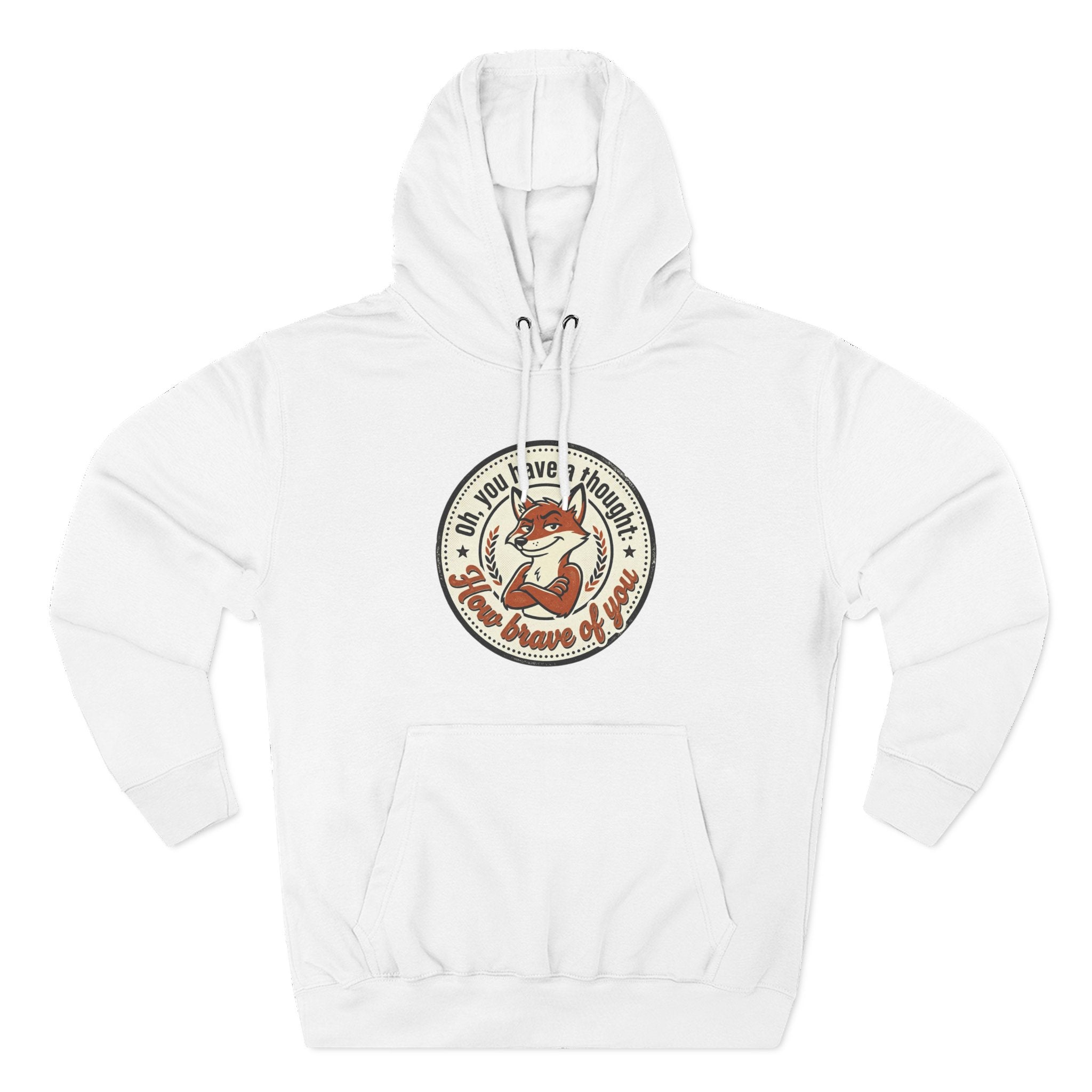 Fox Badge Hoodie — "Be Brave & Kind" Retro Emblem Fleece Hoodie