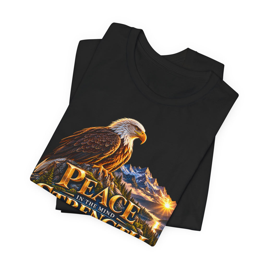 Eagle Mountain Sunrise T‑Shirt — "Peace Strength Freedom" Patriotic Tee