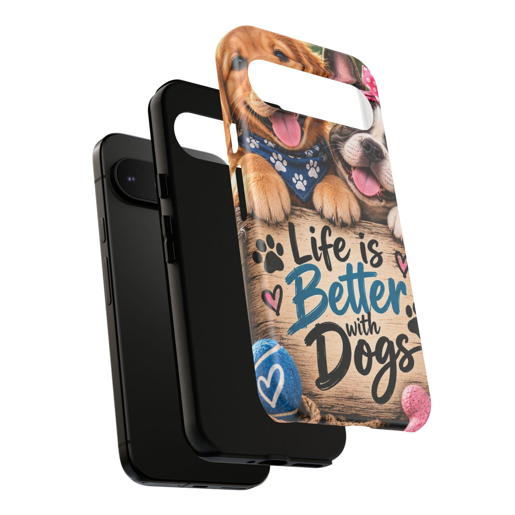 Phone Case — "Life Is Better with Dogs" Cute Pawprint Dog Lover Protective Case