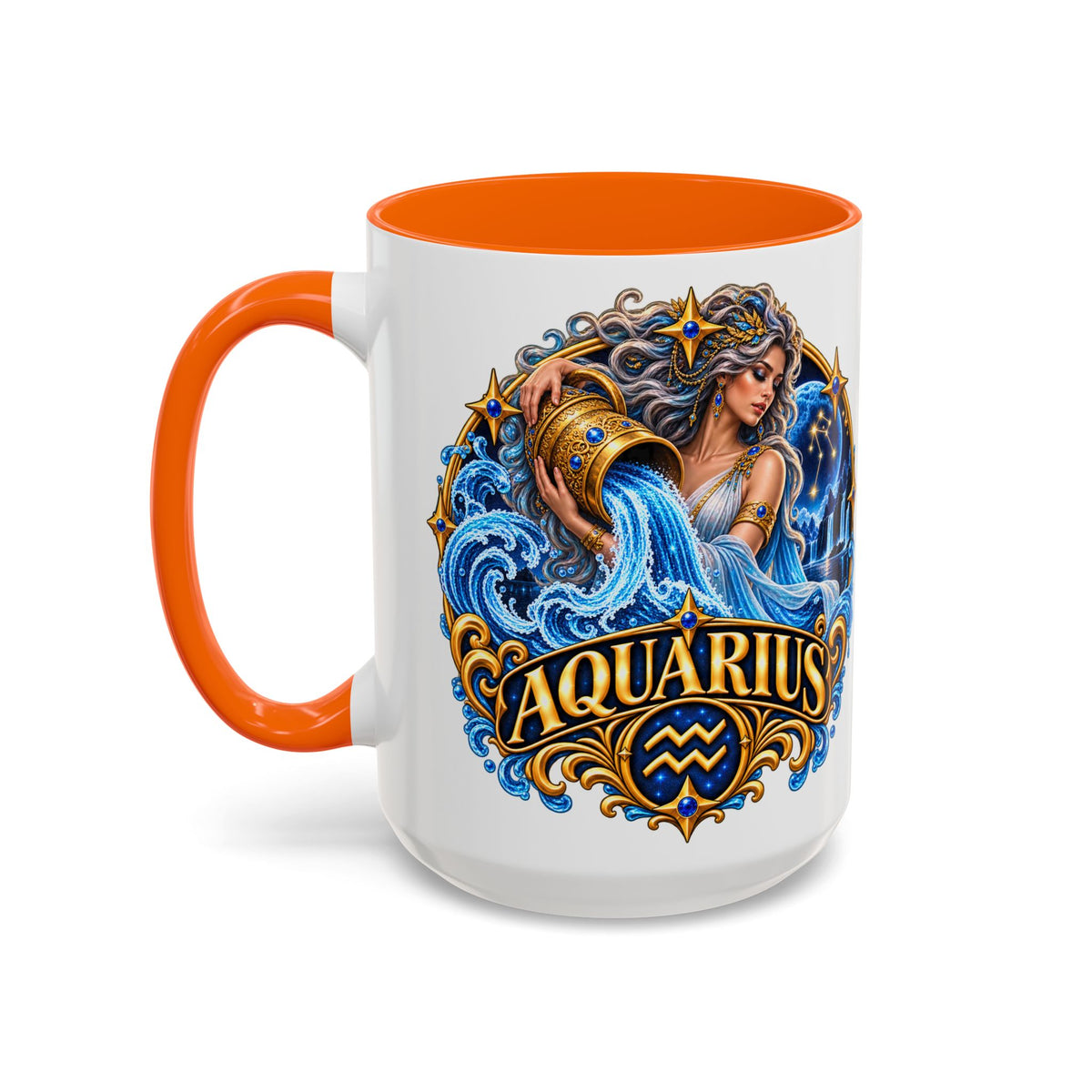 Aquarius Zodiac Coffee Mug — Illustrated Water Bearer Astrology Gift (11/15oz)