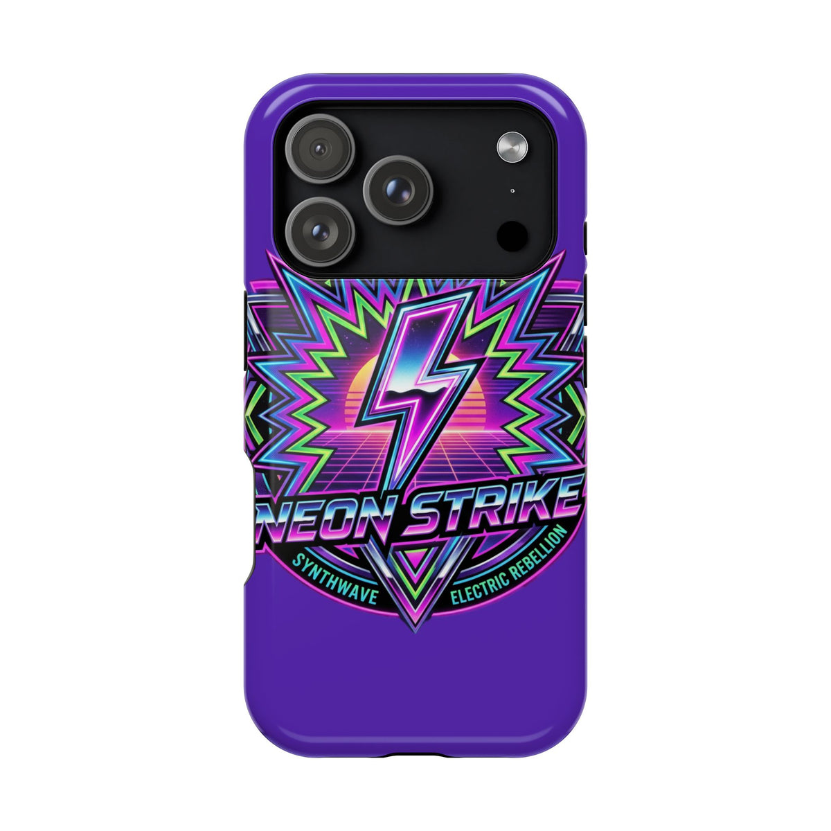 Neon Strike Phone Case — Retro 80s Lightning Magnetic Impact-Resistant Cover