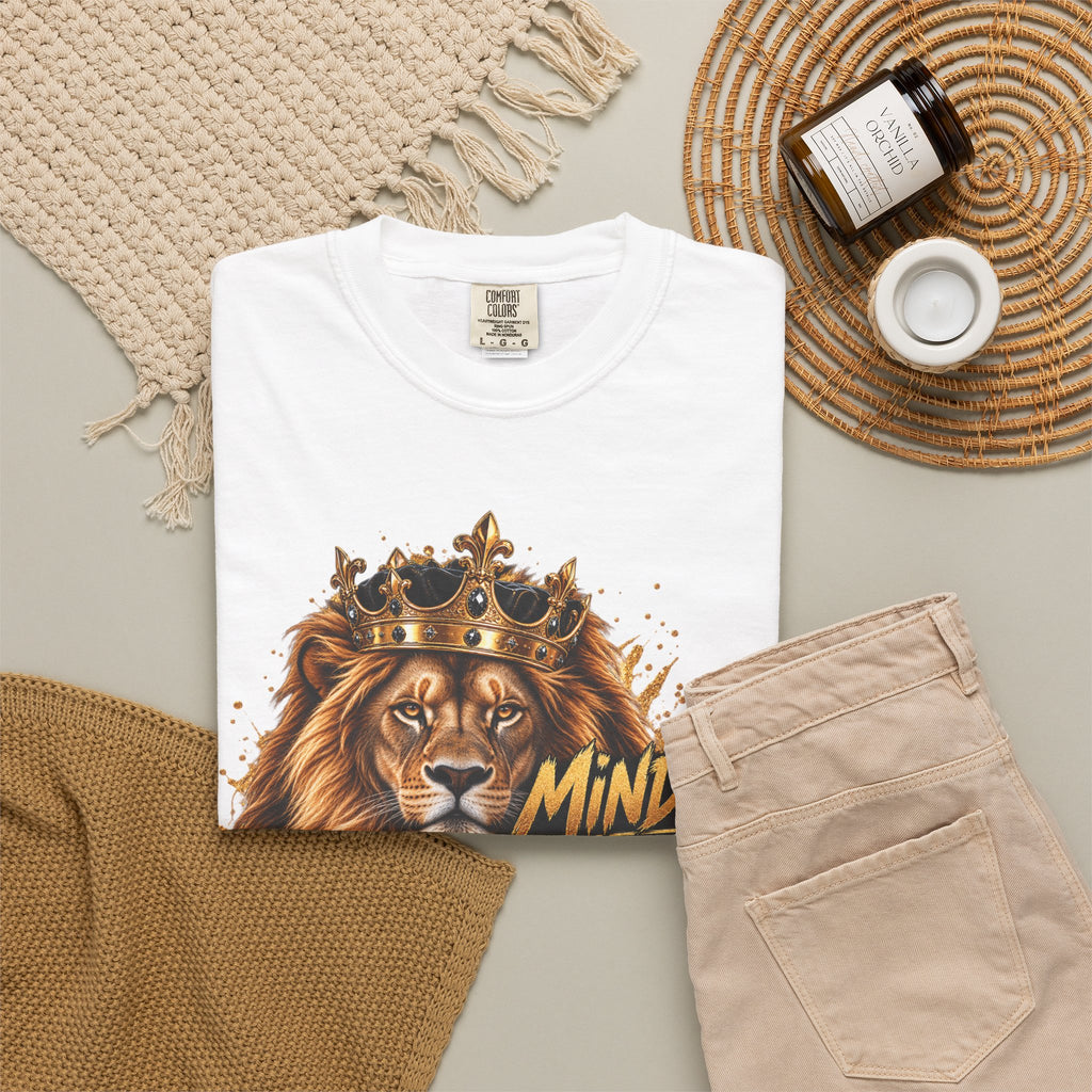 Lion Crown T-Shirt — "Mindset Builds Everything" Motivational Tee